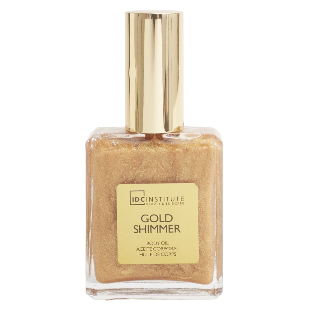 Huile pour le corps 50ml pailletée dorée dans bouteille en verre